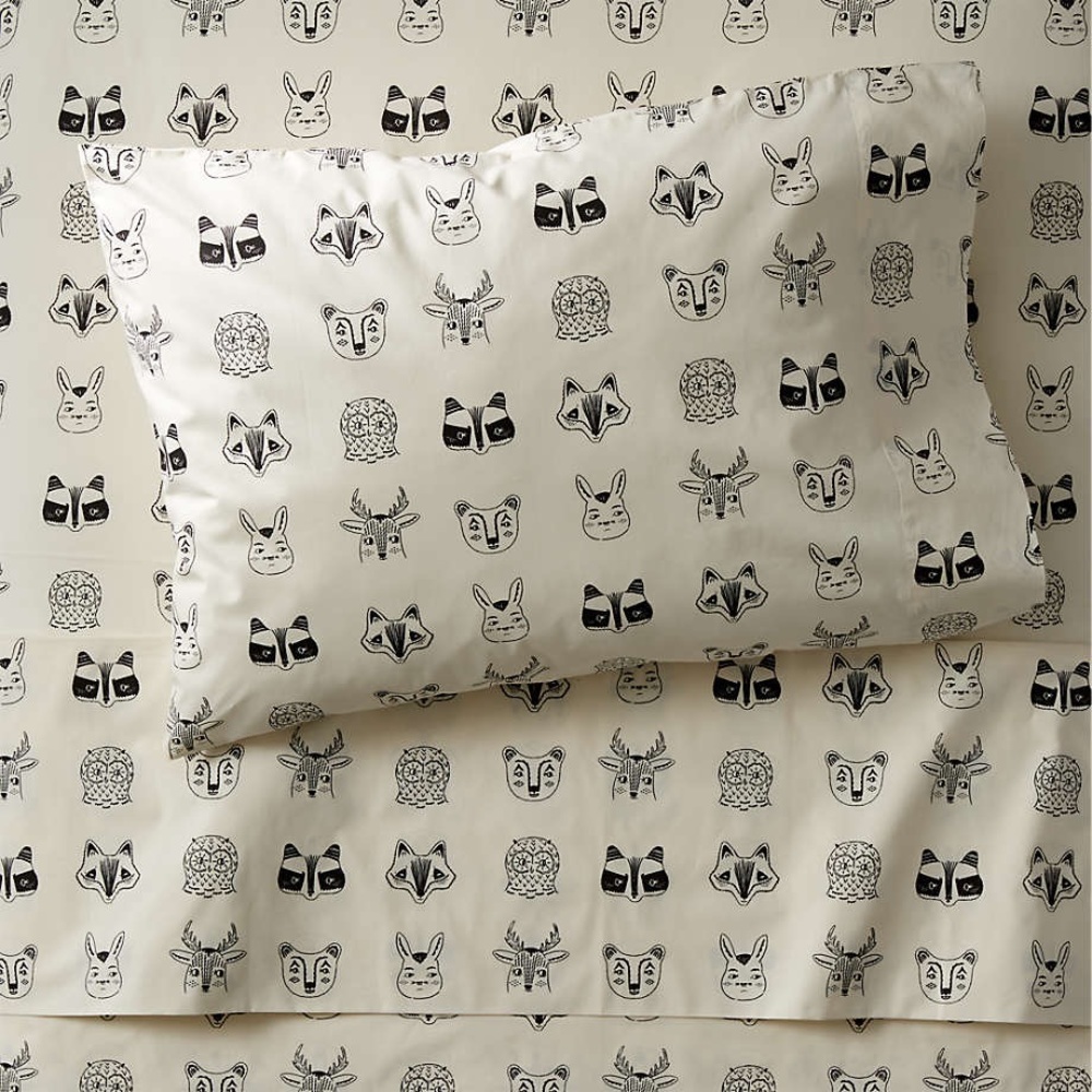 Organic Roxy Marj Woodland Animal Kids Twin Sheet Set